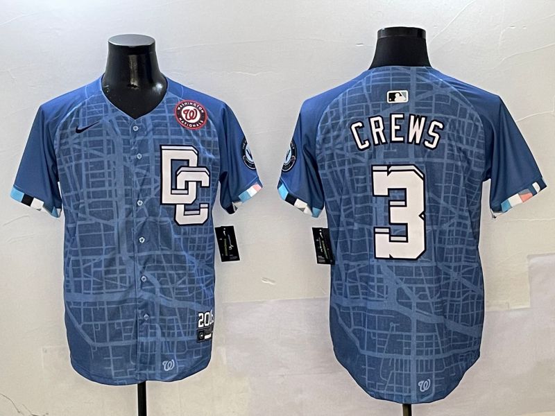Men Washington Nationals 3 Crews Blue Joint Name Nike 2025 MLB Jersey style 7
